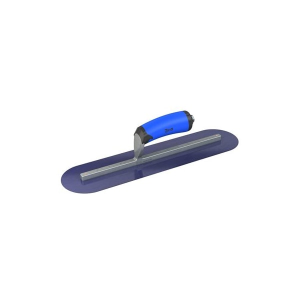 Blue Steel Finishing Trowel - Round End - 16" x 3" with Comfort Wave Handle